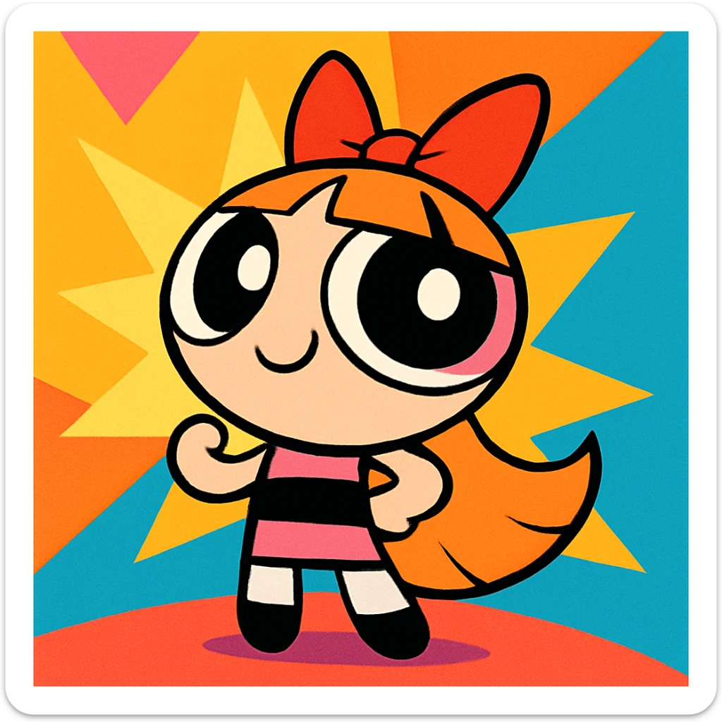 Powerpuff Girls character with a proud emotion, cartoon style, vibrant colors sticker