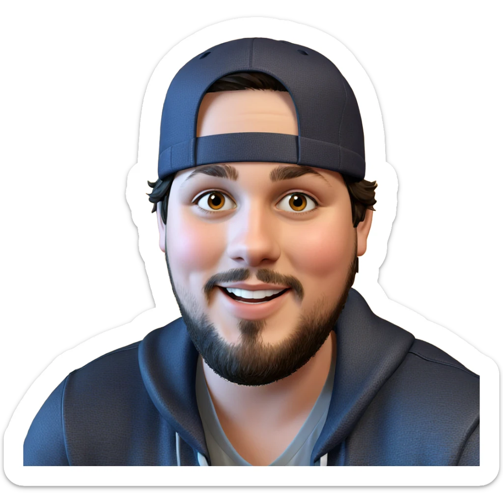 smiling boy in baseball cap sticker