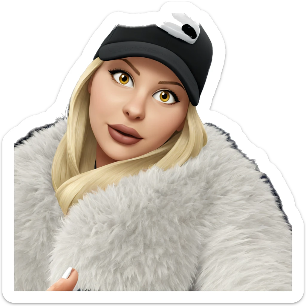blonde girl with car hat sticker