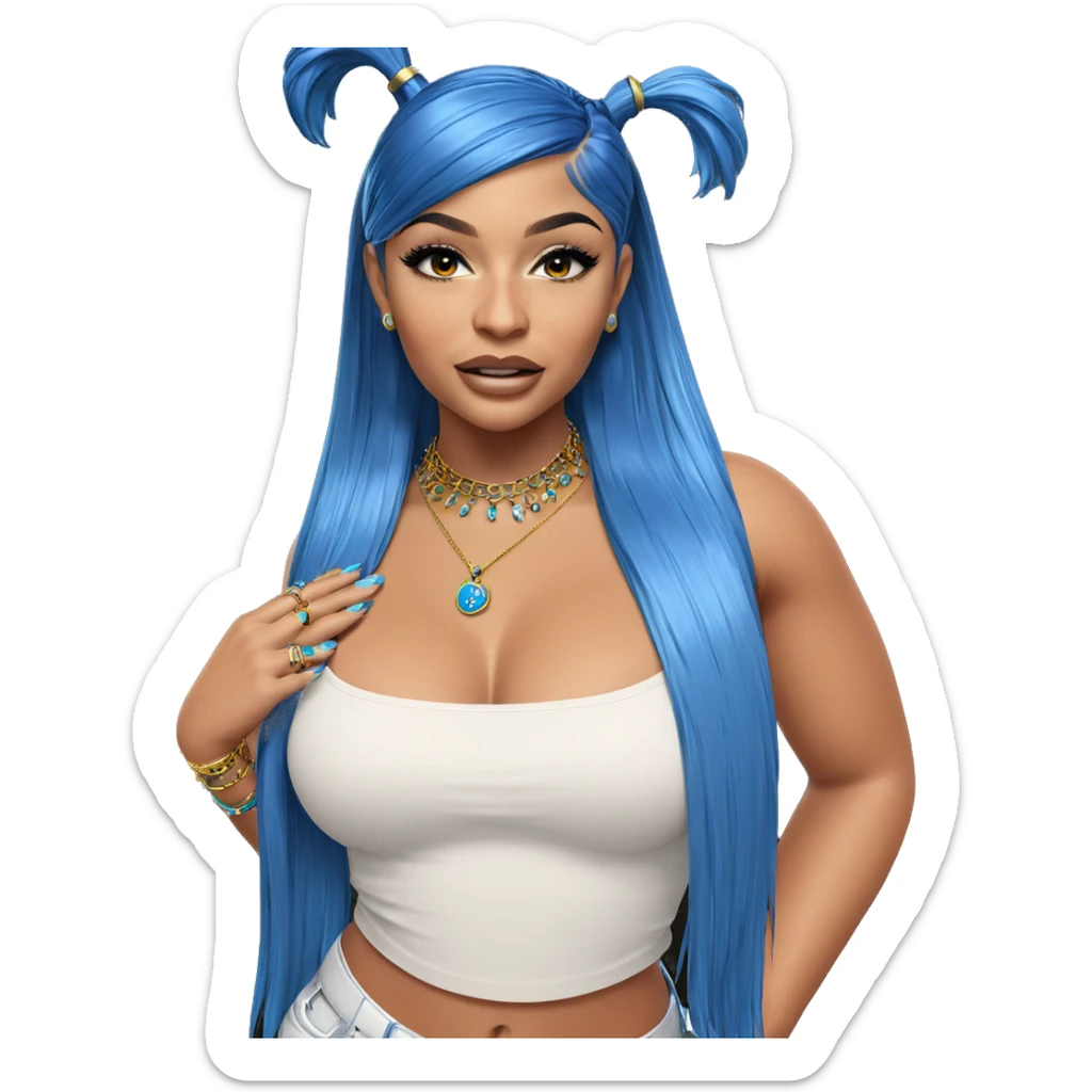 girl with blue hair jewelry sticker