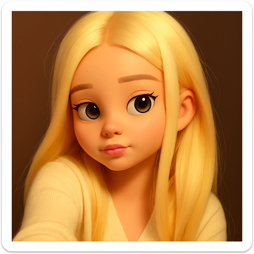 expand the image upward so that all of the hair above the head is fully visible, keeping the 3d-emoji style sticker