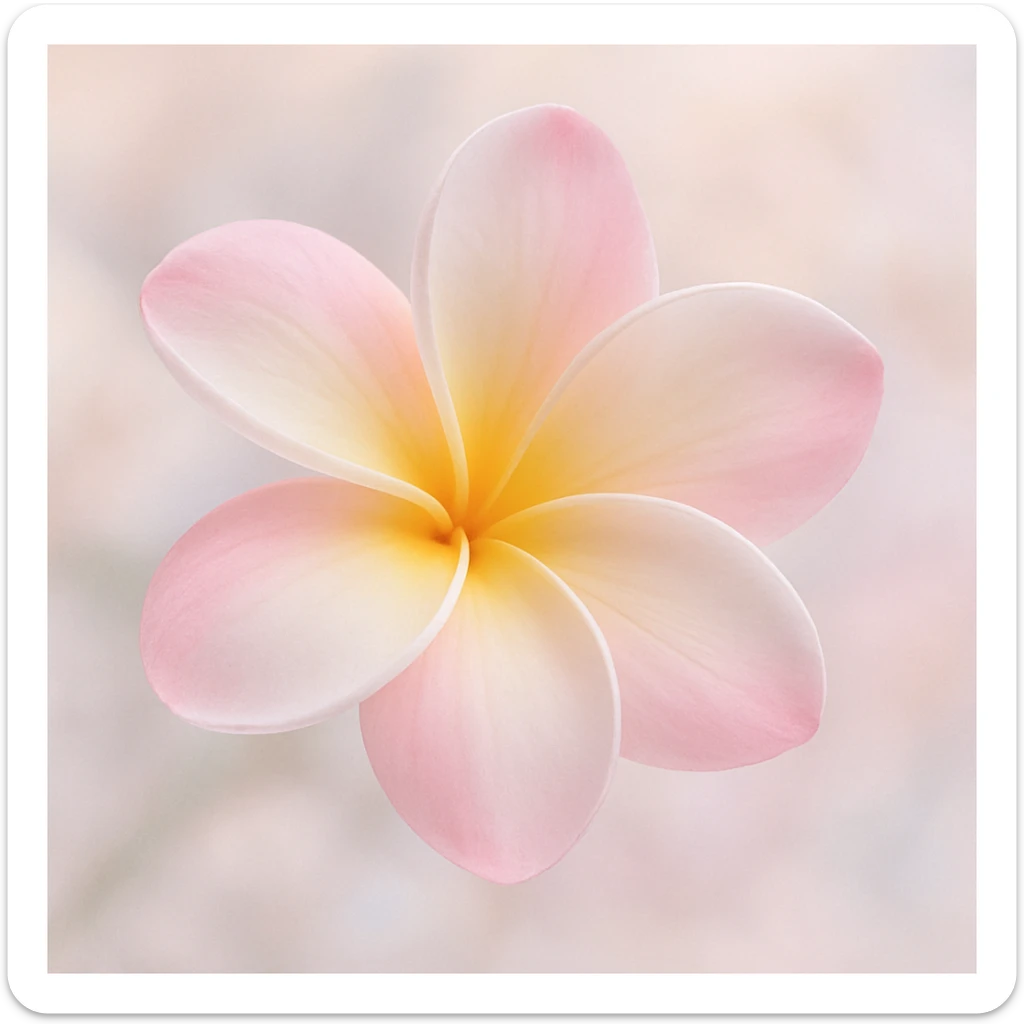 aesthetic plumeria flower, pinterest style, delicate petals, pastel tones, airy and light sticker