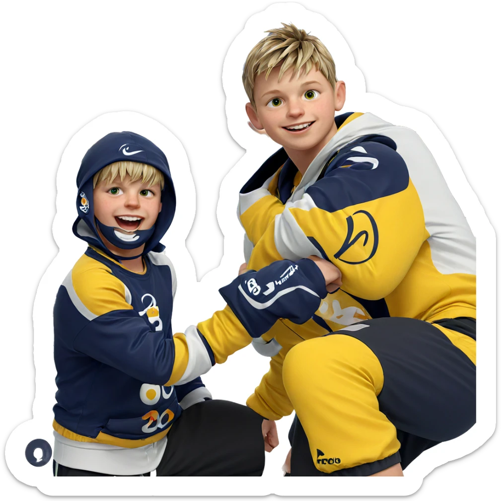 smiling boy in sportswear sticker