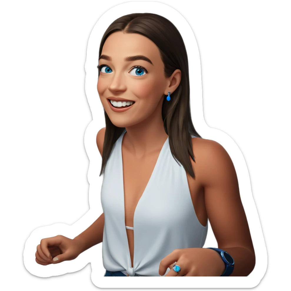 smiling girl with blue eyes sticker