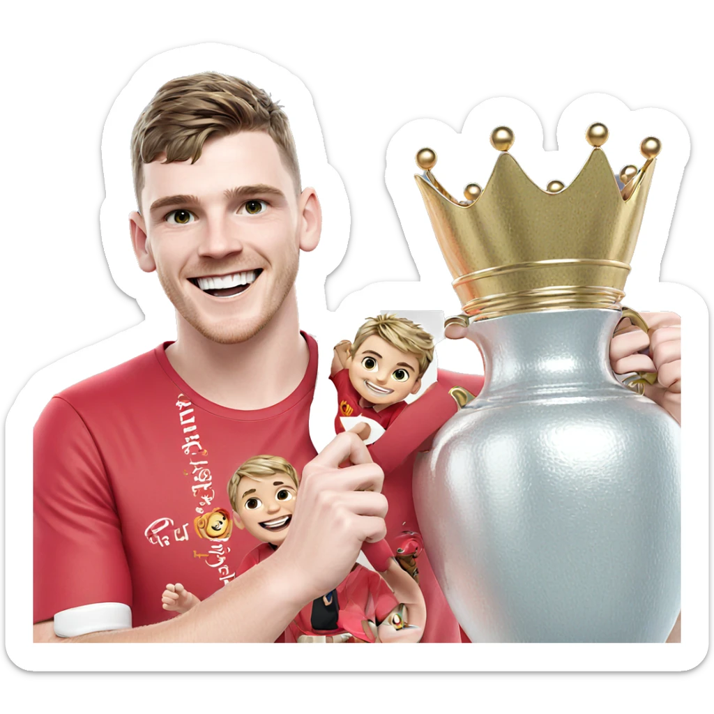 smiling boy in red shirt sticker