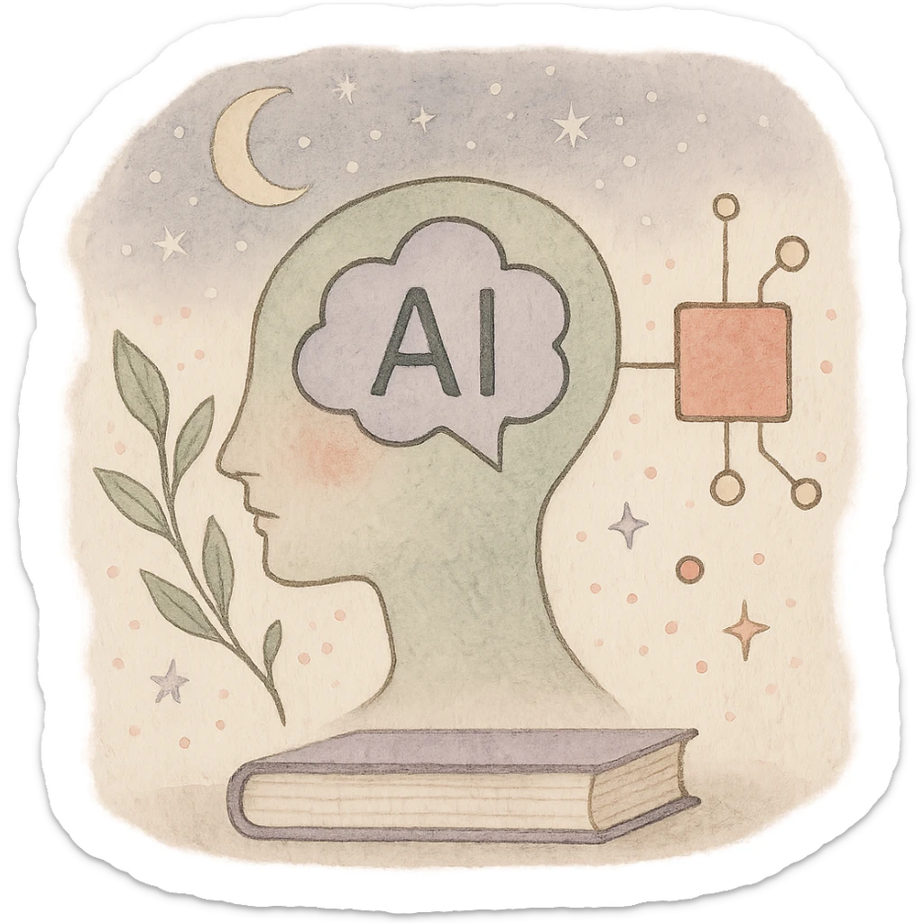 

A gentle, poetic digital illustration in the style of “Jardim da Ju”. The scene blends nature, cosmos and tenderness — hand-drawn lines, soft textures, and muted pastel tones (sage green, lilac, rose, cream). Elements like leaves, stars, cats, books, and celestial details coexist naturally. The mood is magical yet grounded, evoking sensitivity, reflection, and quiet intelligence. The lighting is warm and dreamy, with delicate sparkles and organic shapes. Artistic style: watercolor + fine line art, minimal, elegant, emotional and intimate.


(use conforme a IA utilizada)

Mood: magical realism, soft light, emotional, feminine, intellectual

Style keywords: watercolor, fine ink lines, pastel tones, digital illustration, cozy, slow aesthetic, minimal poetic composition

Colors: #9BA48A (verde sálvia), #E6B7B1 (rosa suave), #D0C3CC (lavanda névoa), #F6F1E7 (papel de chá), #2D2D2F (grafite noturno)

Objects recorrentes: folhas, flores, livros, chá, gatos, estrelas, constelações, velas, mãos, janelas abertas, estufas, estantes, sementes, instrumentos musicais

Emoção central: sensibilidade lúcida — calma, introspectiva e real sticker