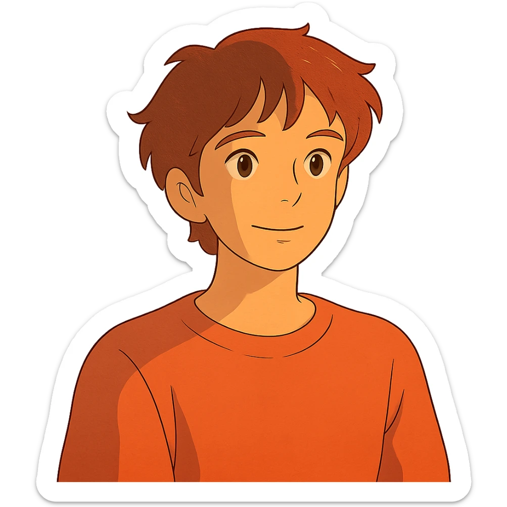 ghibli style portrait of a person with warm colors sticker