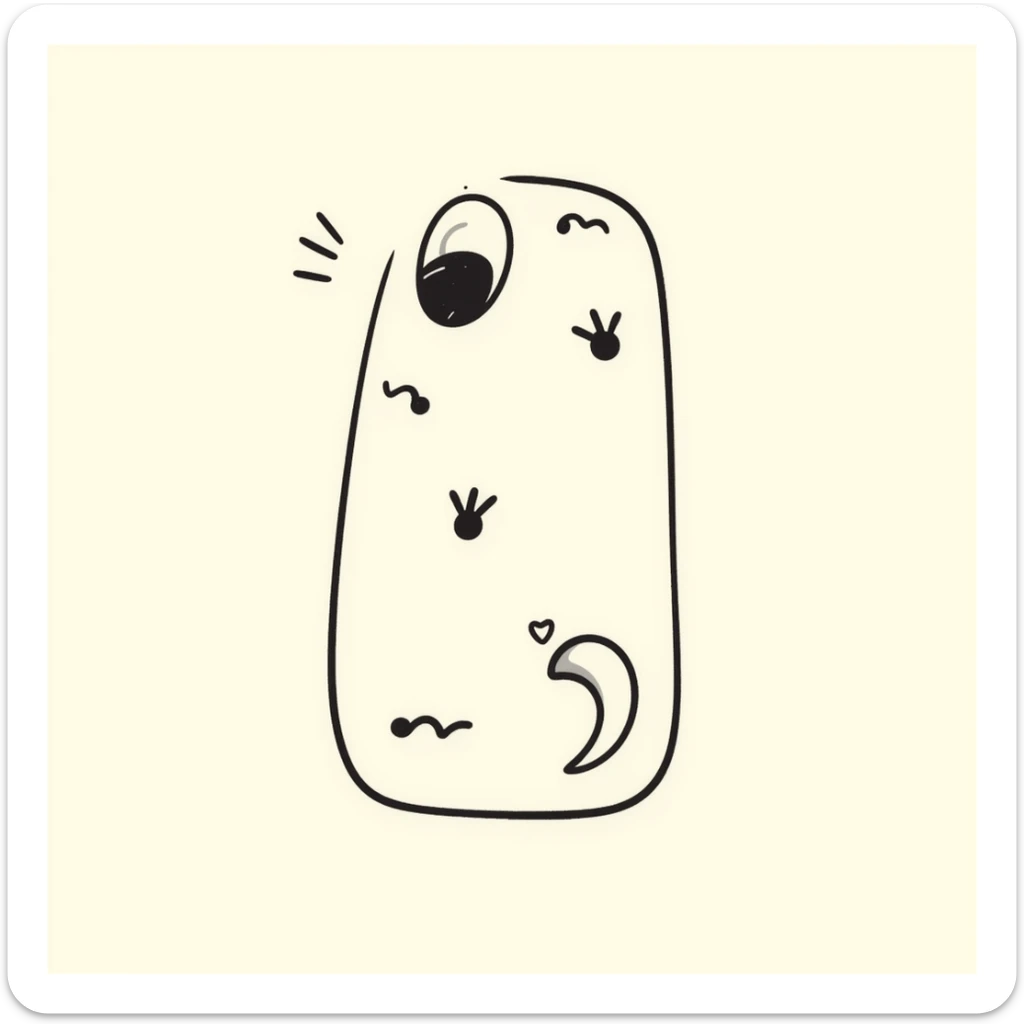 hand-drawn doodle of an iPhone mobile cover, beige color, aesthetic vibe sticker