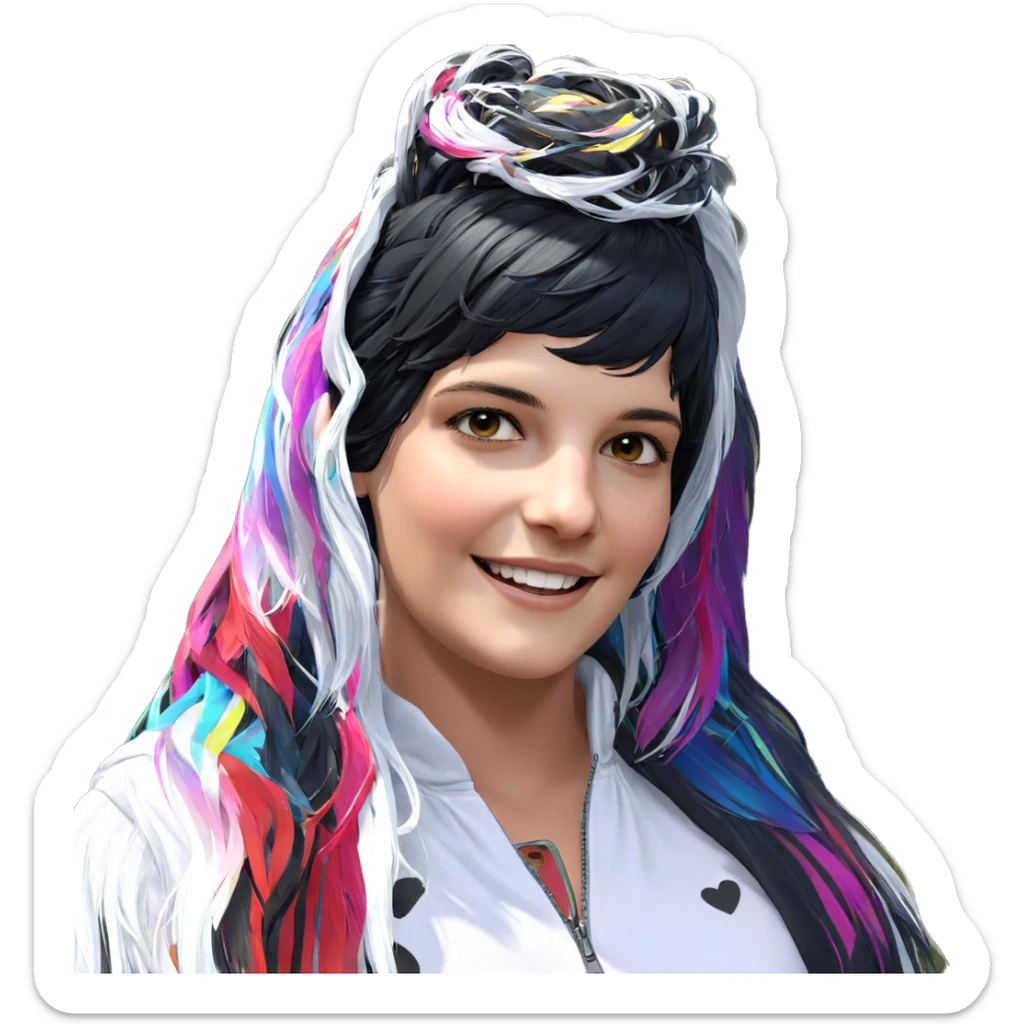 smiling girl with black hair sticker