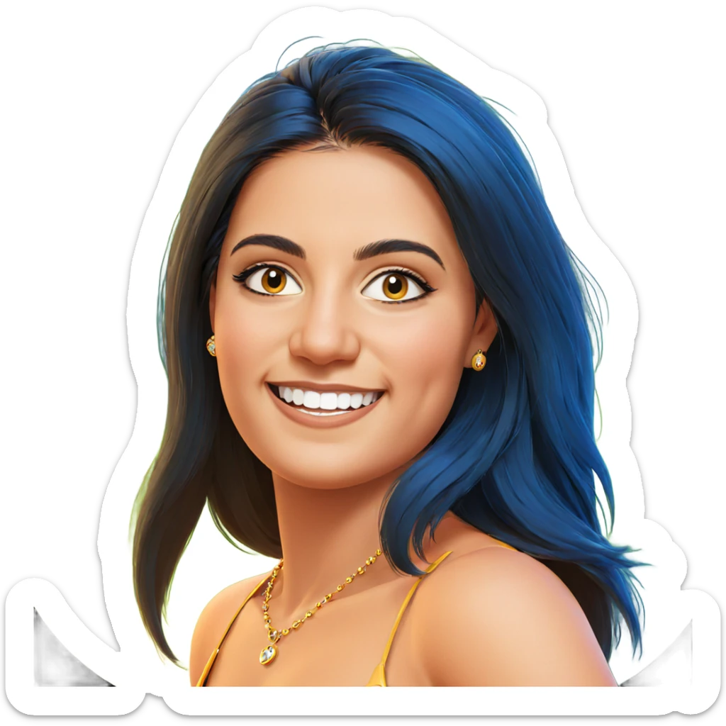 smiling girl with jewelry sticker