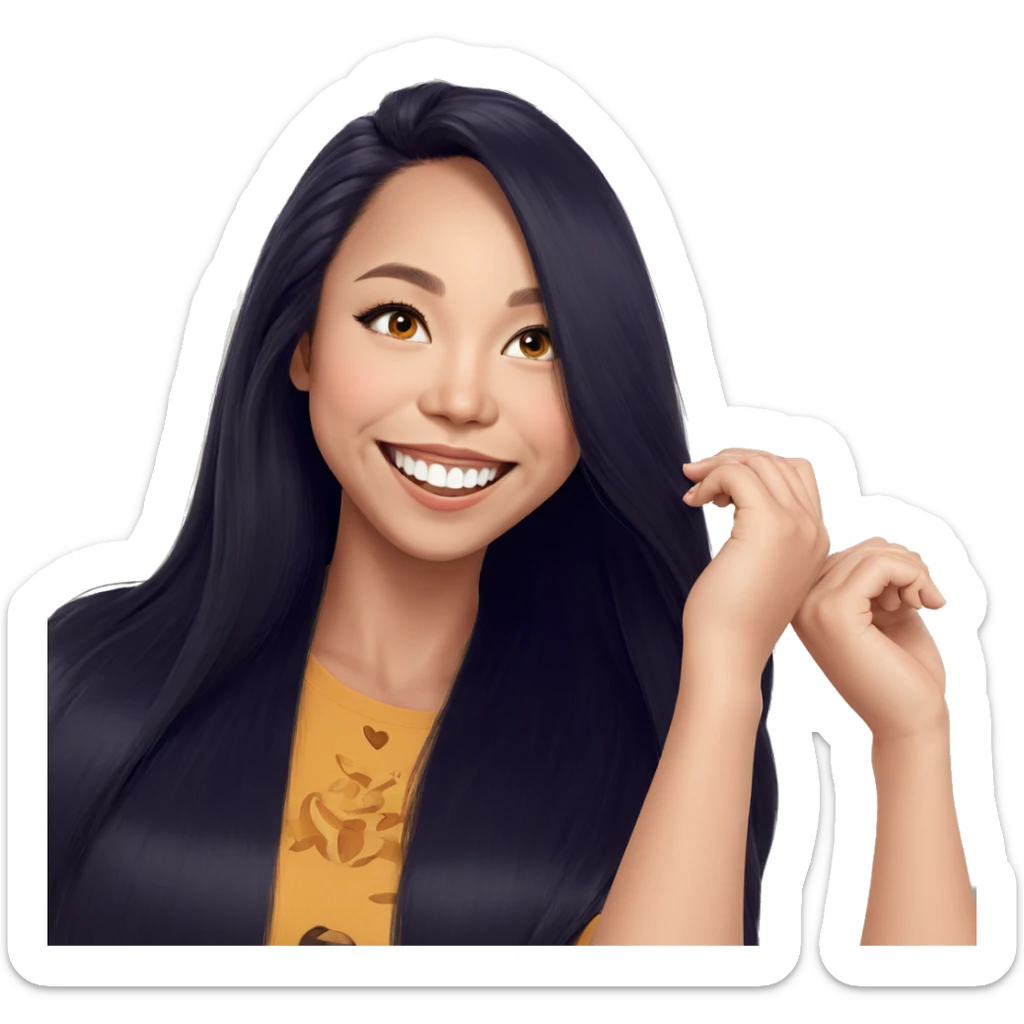 smiling girl with long hair sticker