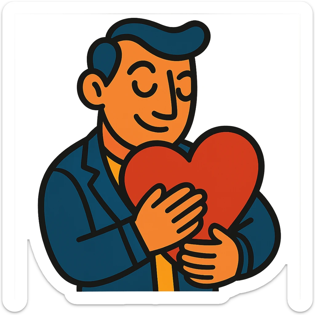 a lover with a heart sticker