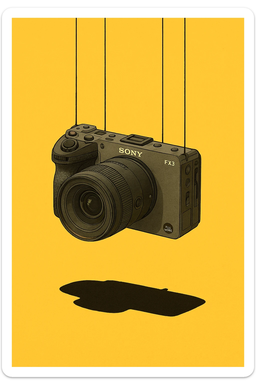 xuddi mana shu sariq mashina o'rniga sony fx3 kamerasini qo'yib o'zgartirib ber sticker