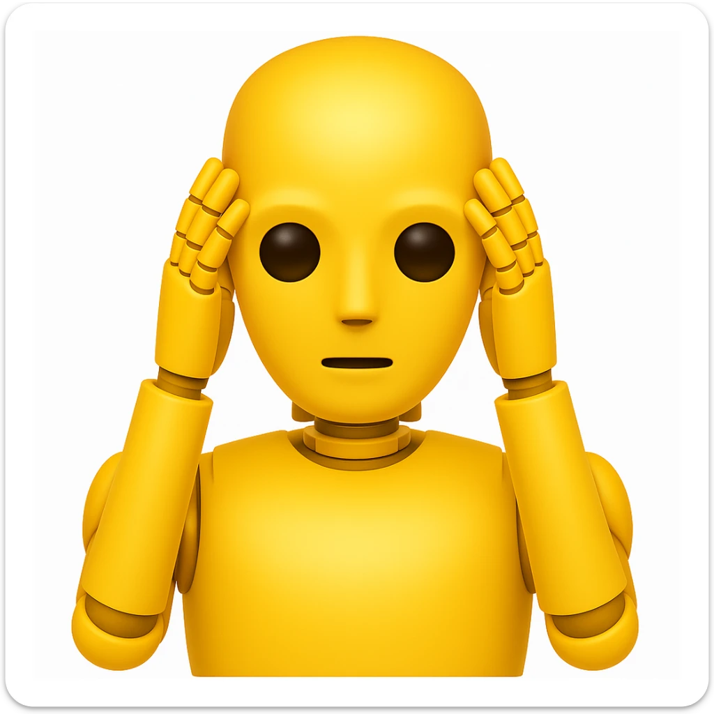 Change the robot to yellow in the style of apple emojis, focusing on concise and clear color change to yellow. sticker