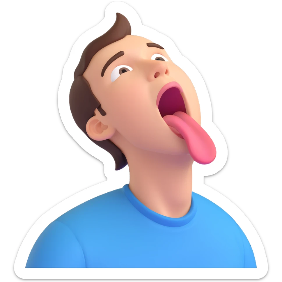 realistic emoji of a man sticking out his tongue and looking up to the sky sticker