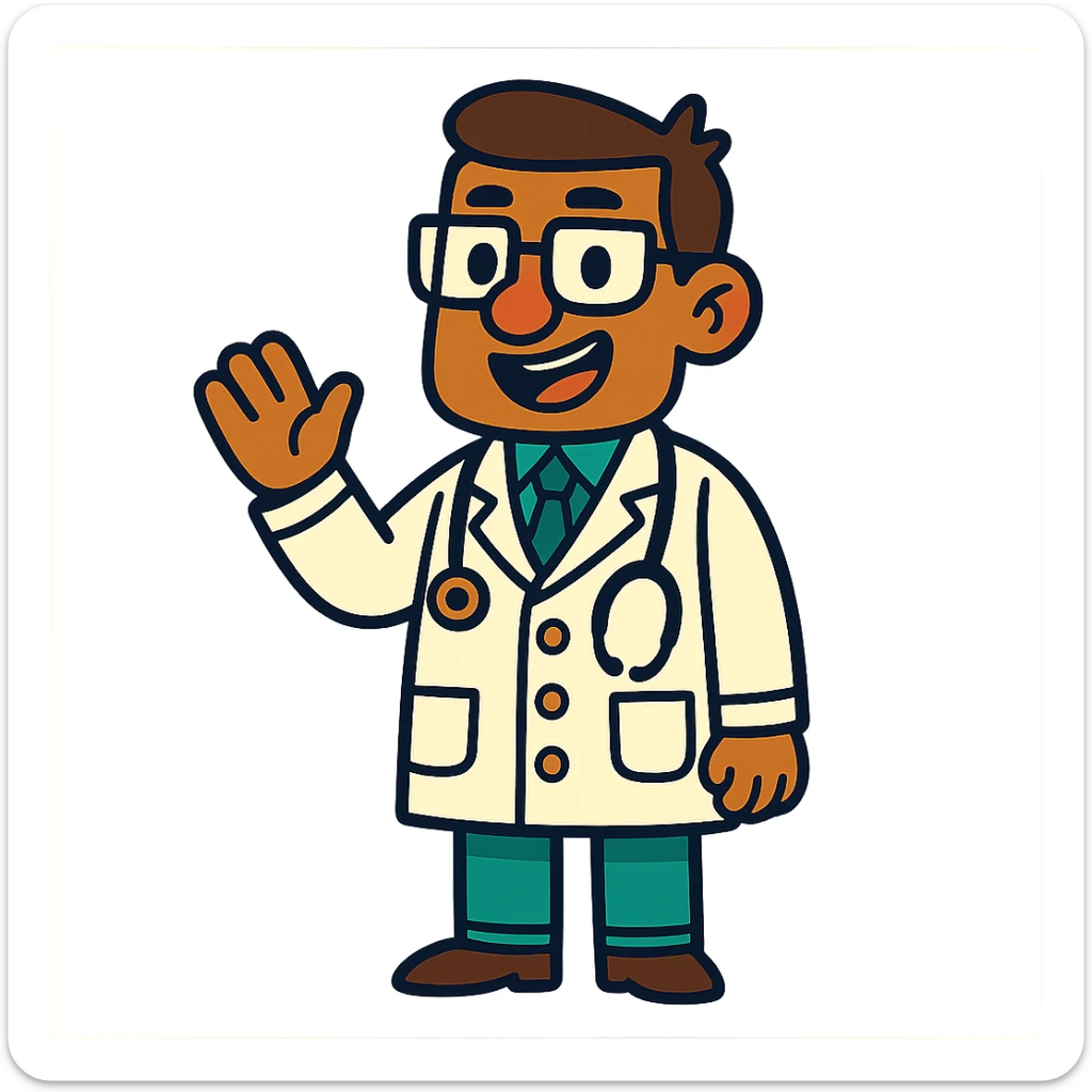 doctor cartoon style sticker