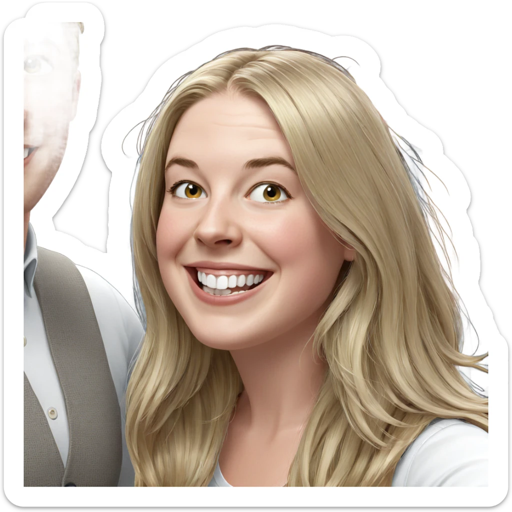 smiling girl with blonde hair sticker