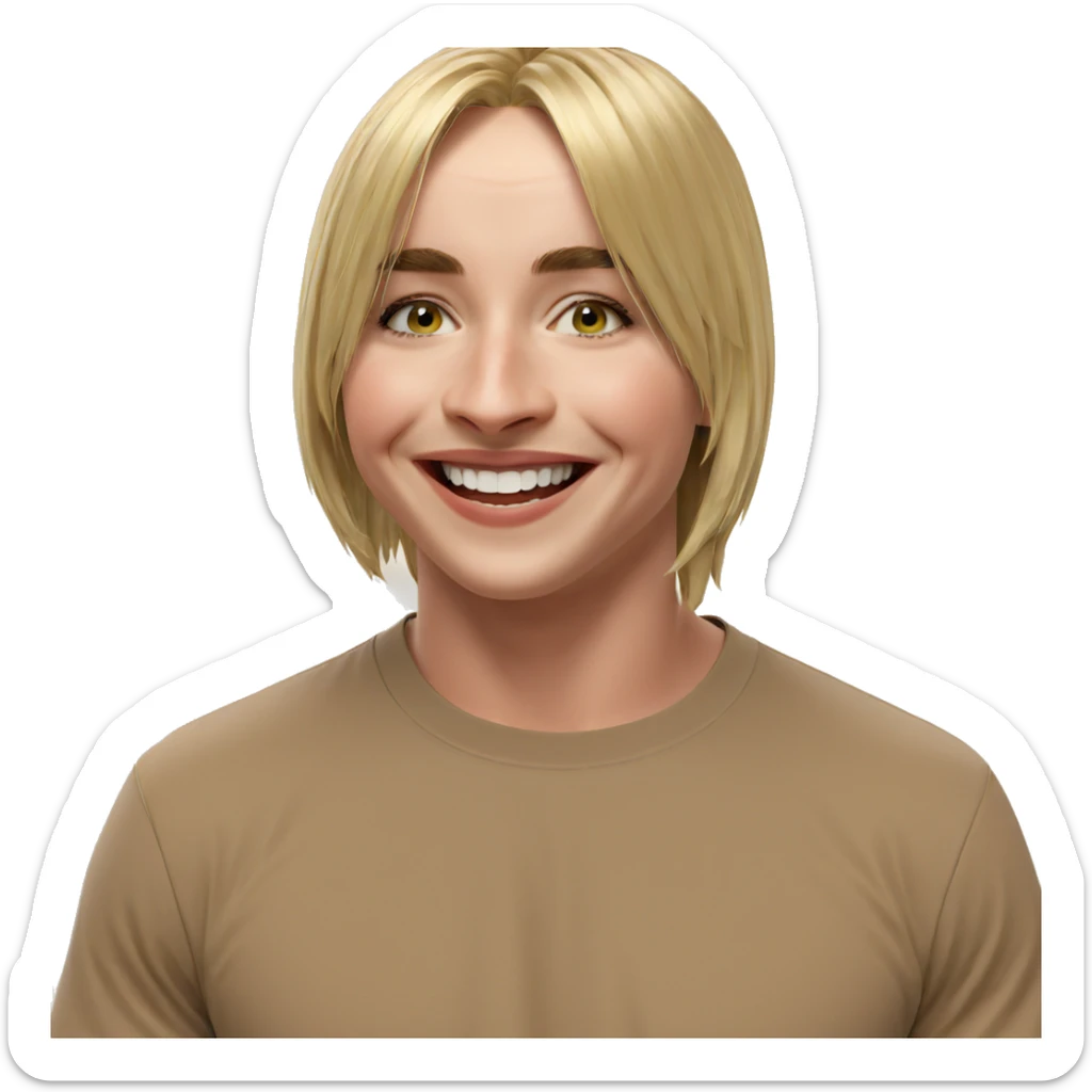 smiling boy with blonde hair sticker