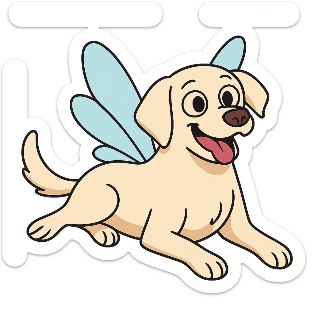 Make the image cartoonish with fairy wings, light fur, and a playful look. Remove the background. sticker