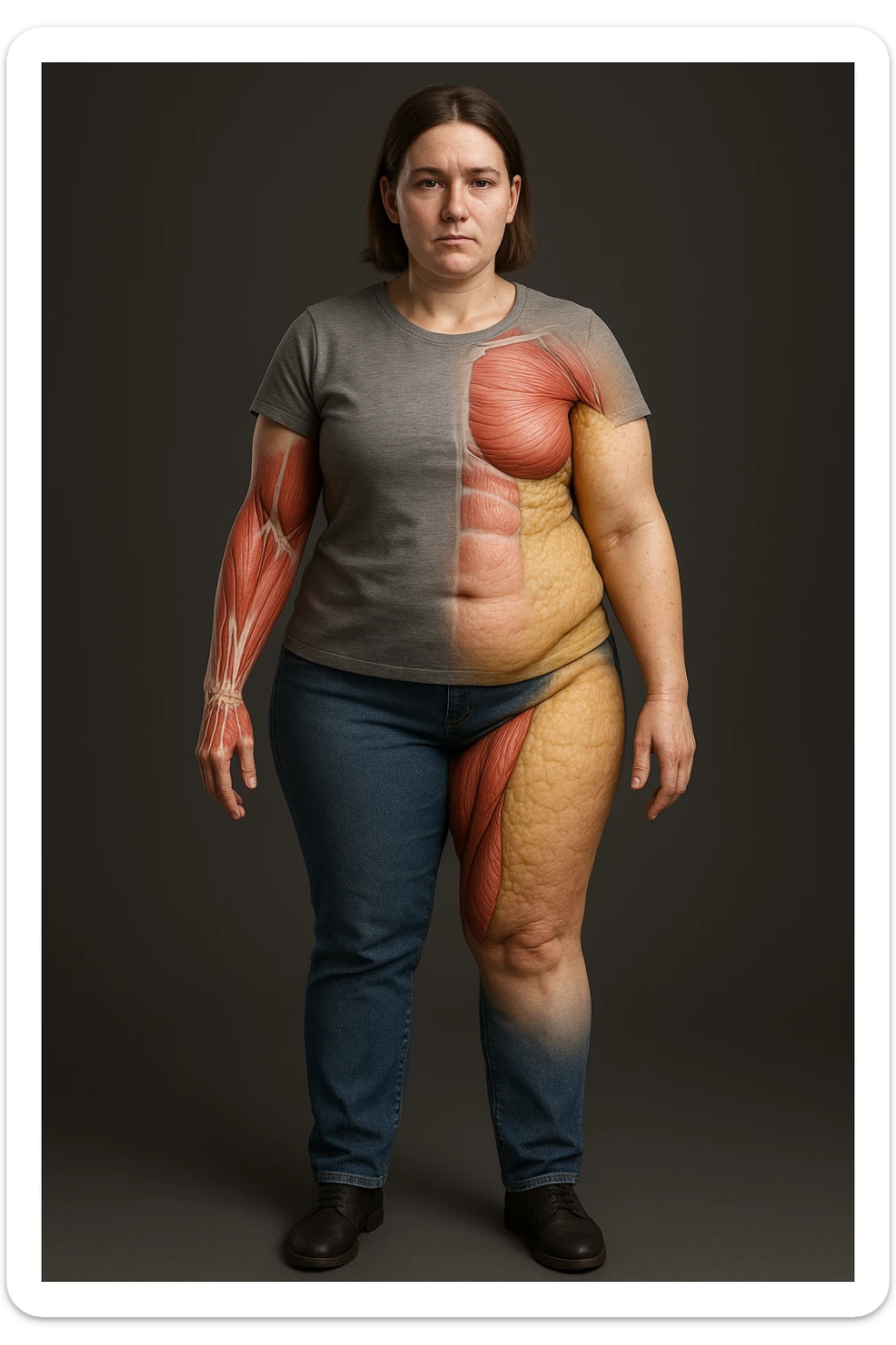 Donna Composizione Corporea Sbilanciata donna vestita su un corpo umano in 3D sticker