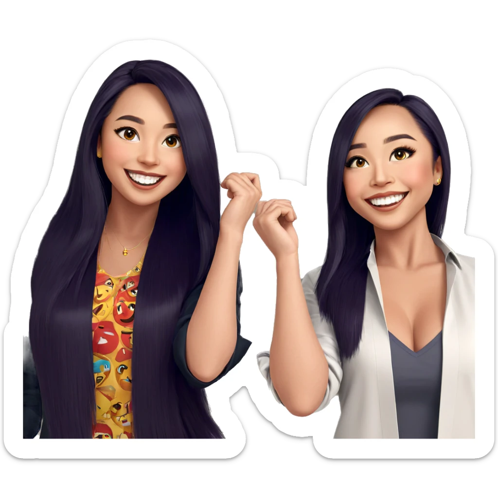 twin sisters with bright smiles sticker