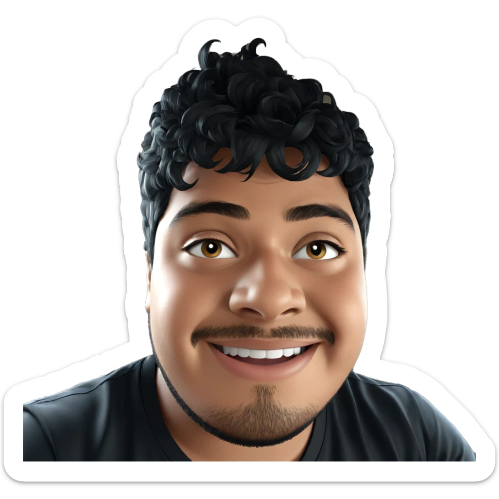 smiling boy in black shirt sticker