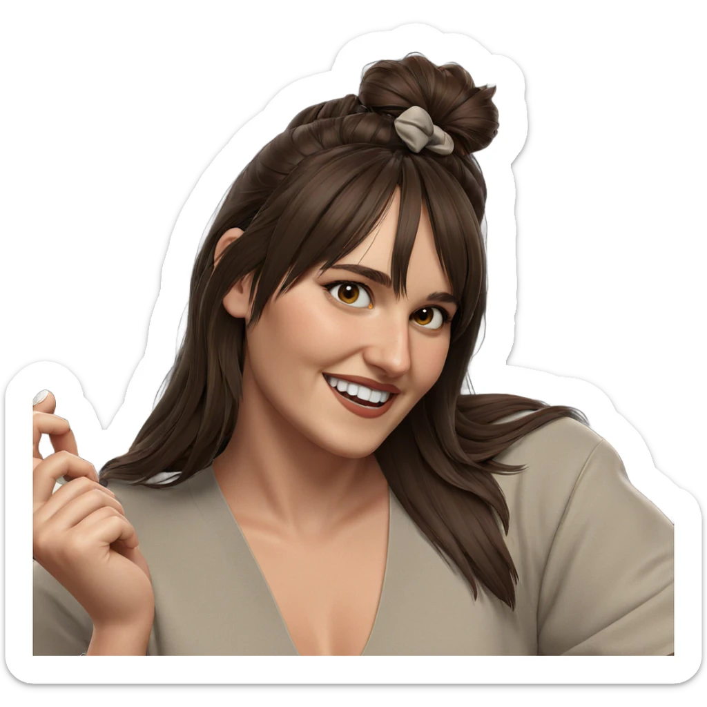 smiling girl with brown hair sticker