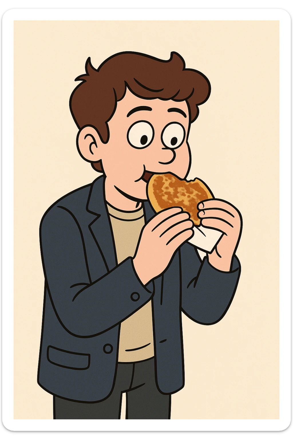 Hotteok a boy navy blue men's blazer jackets he's eating Hotteok sticker