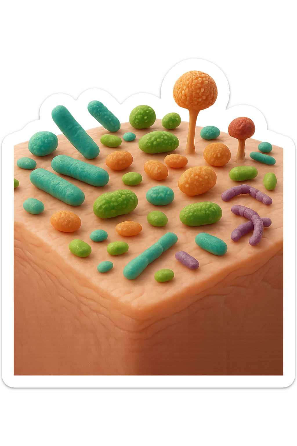 microbiota cutaneo in 3d  sticker