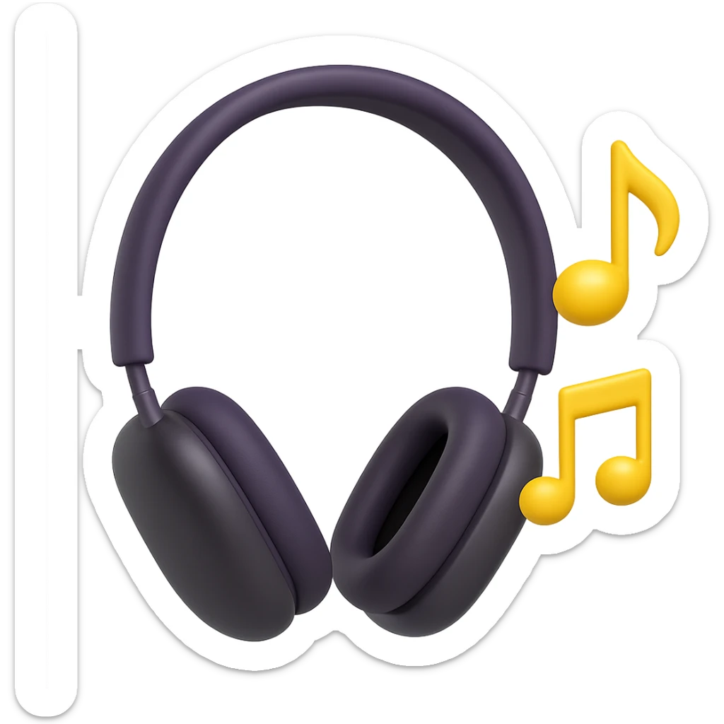 Add music notes to the AirPods MAX headphones in 3D emoji style. Note: 3D emoji style does not support editing, so using general style editor with 3D emoji style hints. sticker