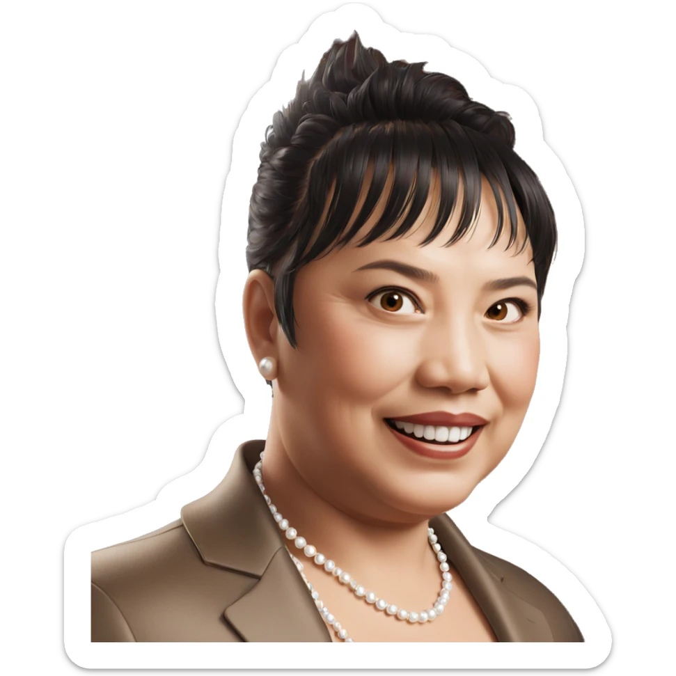 smiling boy with pearl necklace sticker