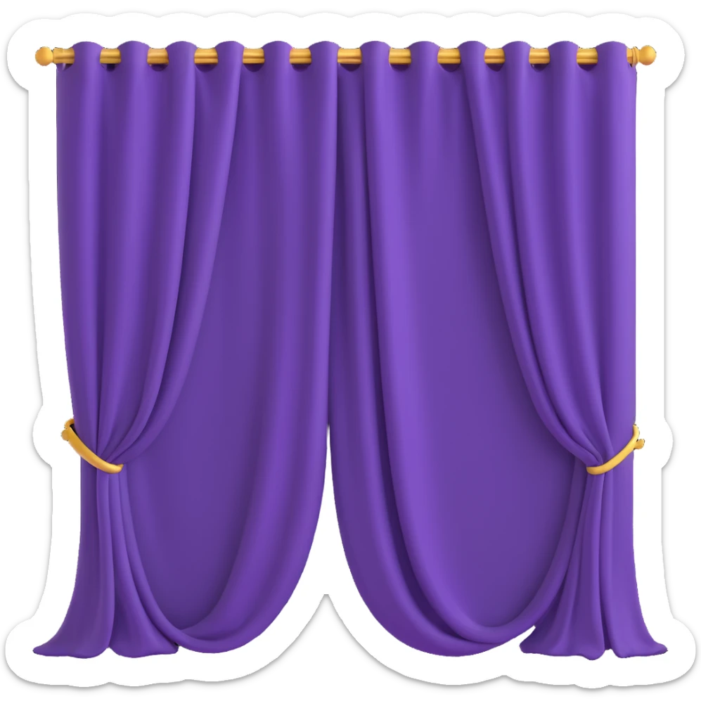 A purple curtain hanging down, made of soft fabric, slightly wrinkled or flowing sticker