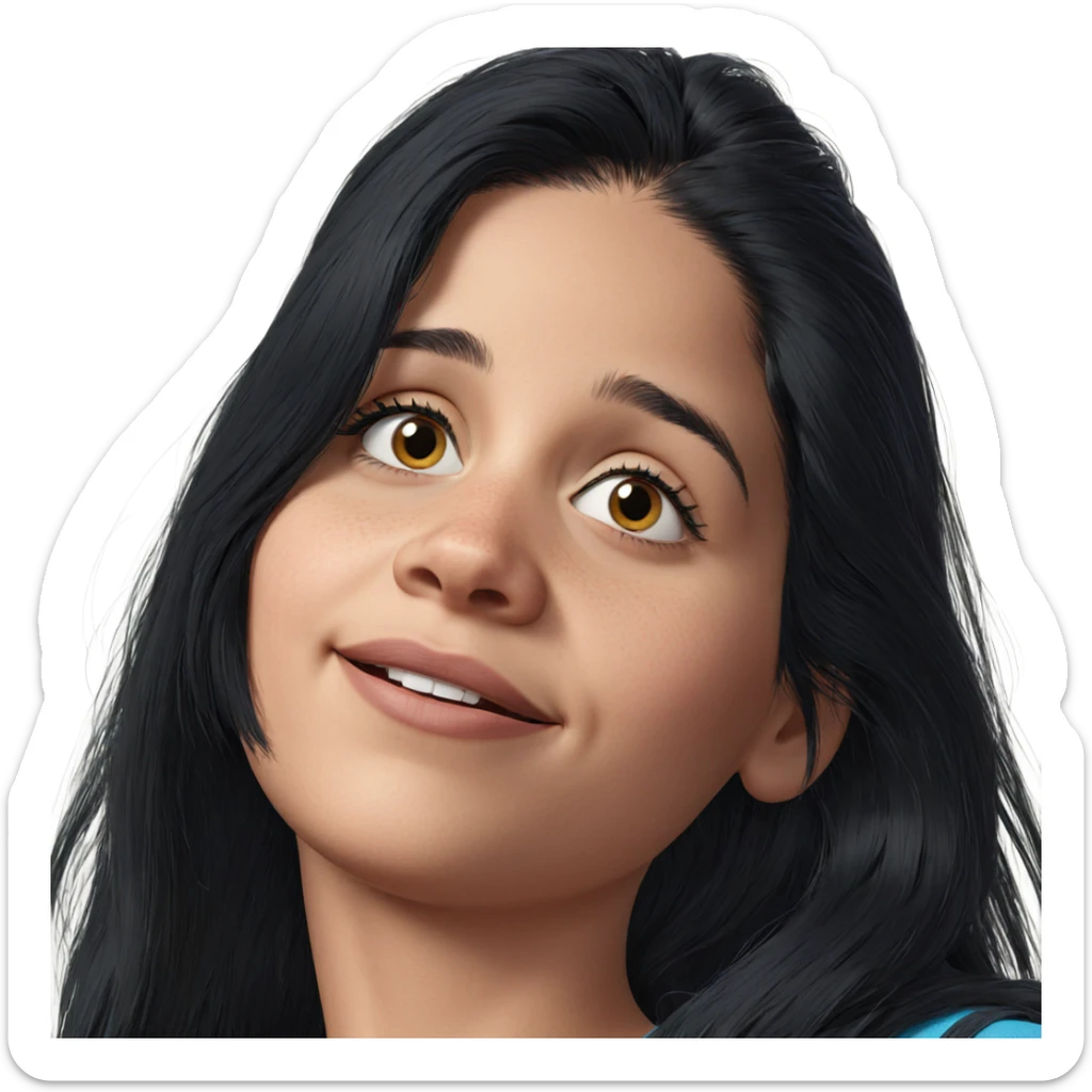 portrait of girl with black hair sticker