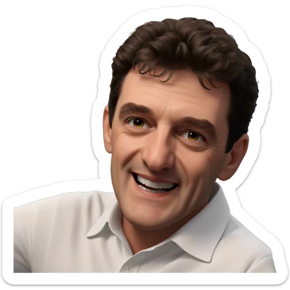 smiling boy in white shirt sticker