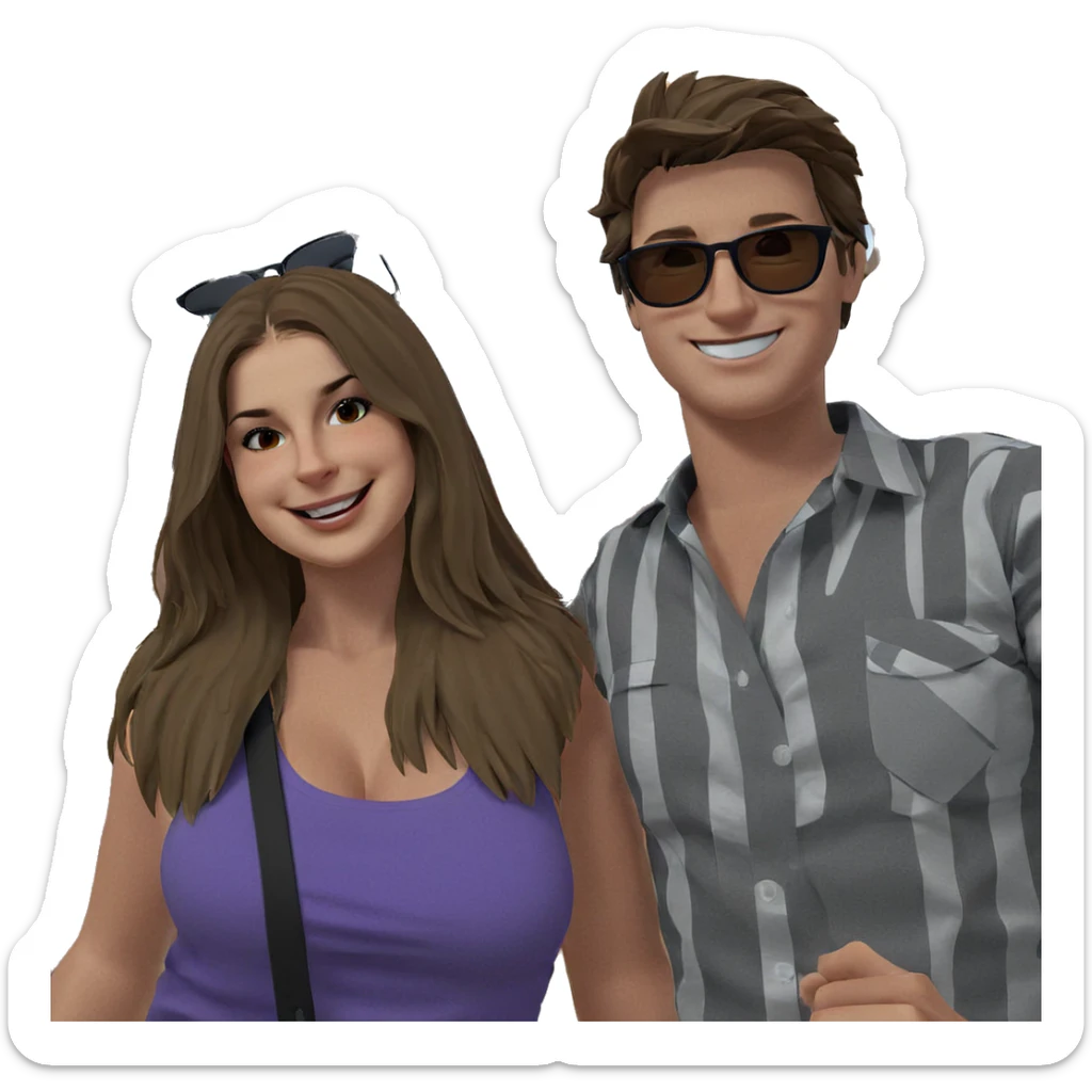 happy couple with sunglasses sticker