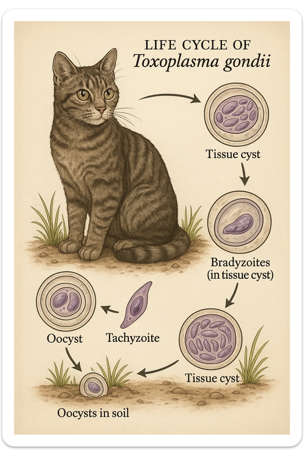 Toxoplasma gondii, infetta gatto in italiano sticker