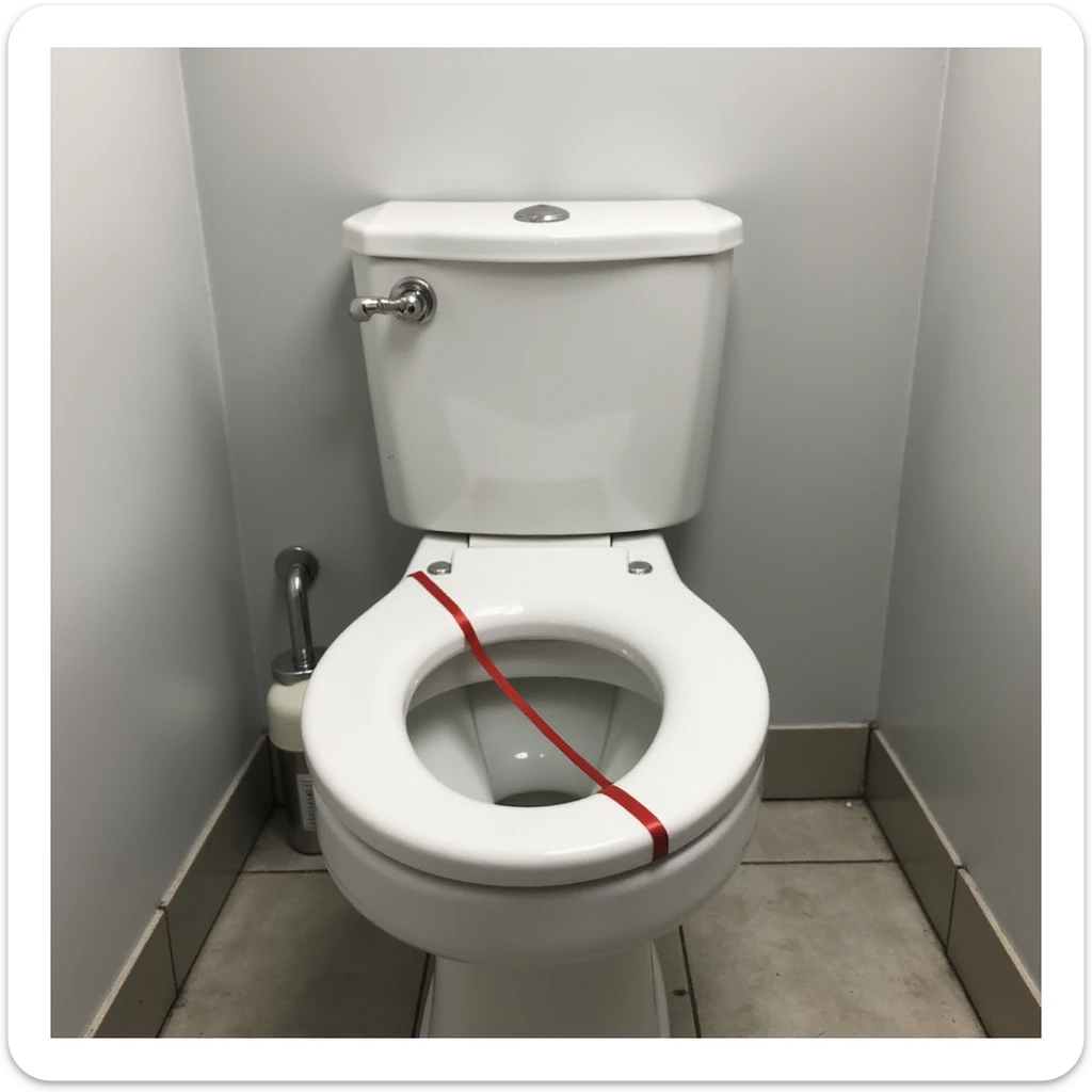 a realistic toilet with a diagonal red line crossing it out, high detail, photorealistic style sticker