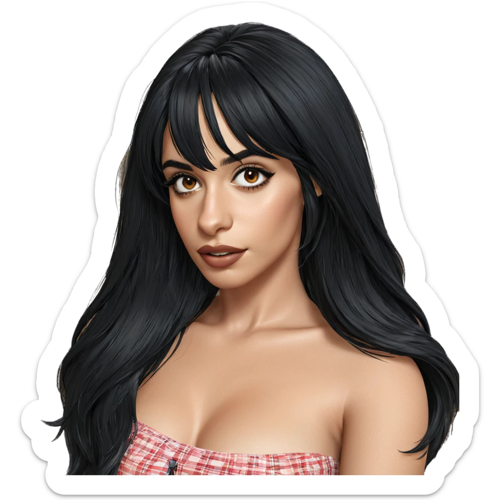 realistic girl with black hair sticker