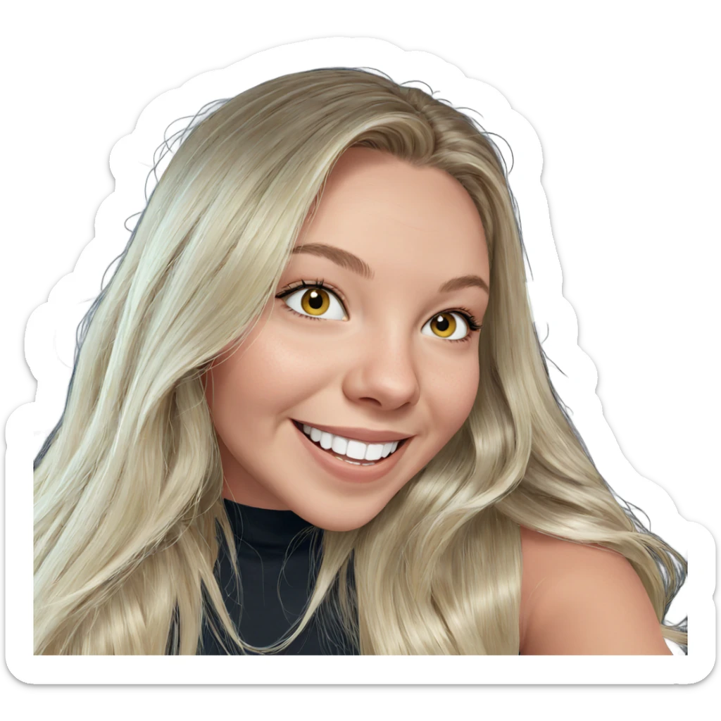 smiling girl with long blonde hair sticker