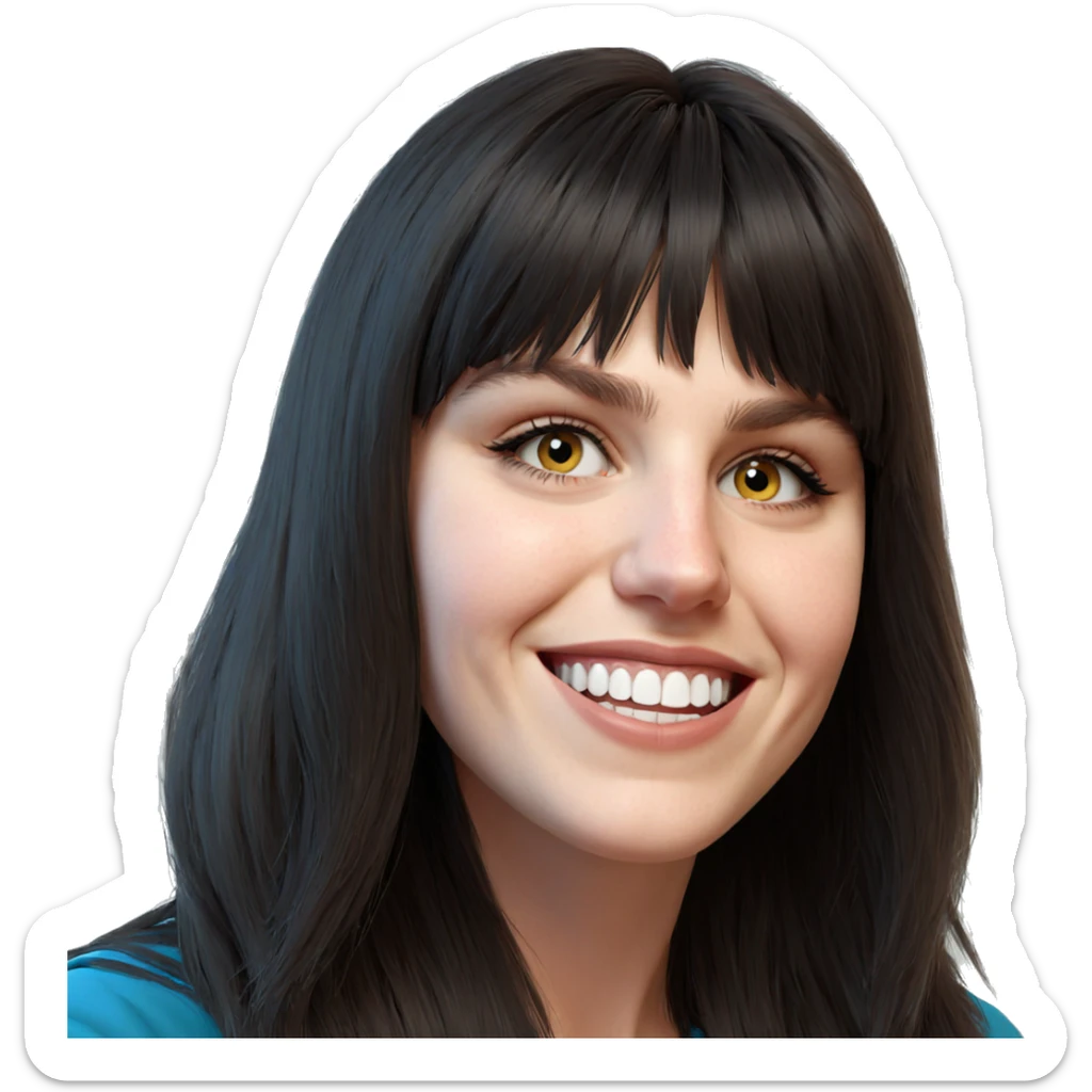 smiling girl portrait with bangs sticker