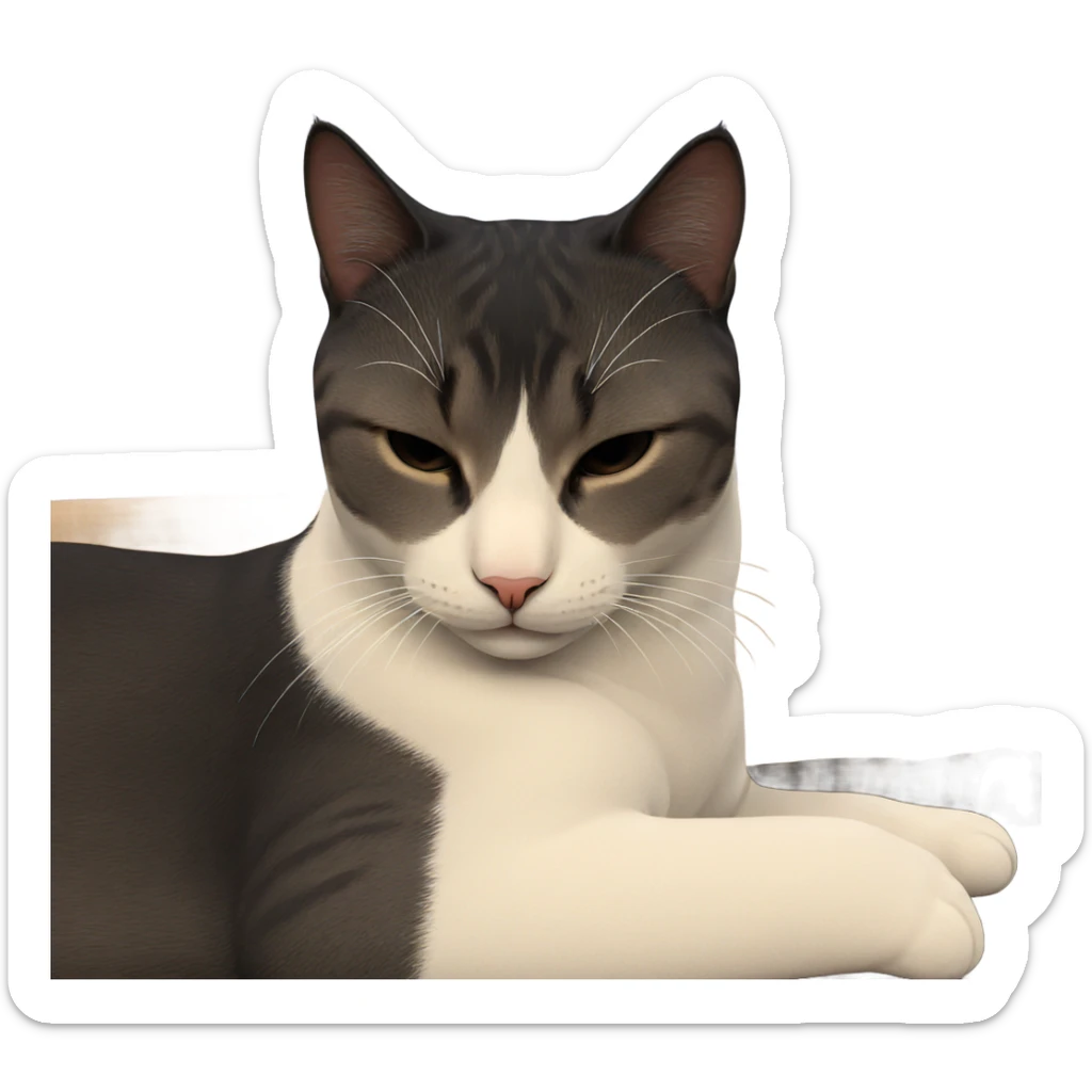 realistic cat with closed eyes sticker