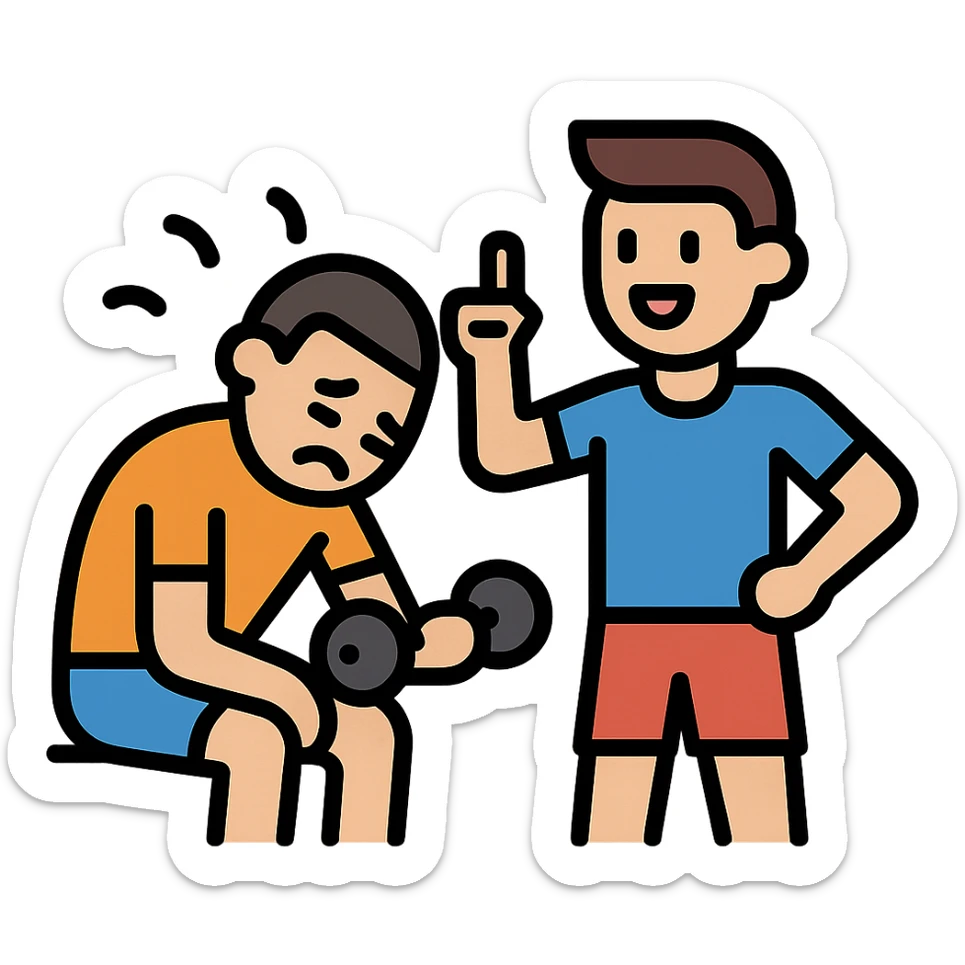One sportsman encourages the other one, to do a workout and stop being lazy
 sticker