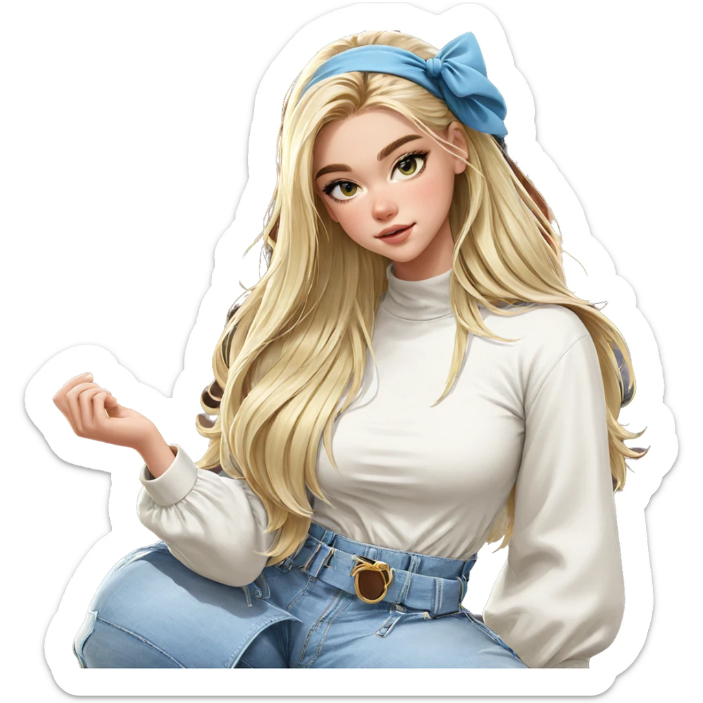 blonde girl in outdoor setting sticker