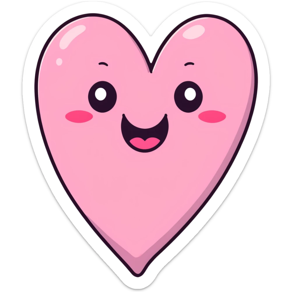 An adorable pink heart character with eyes and a smiling mouth, where the top heart lobes are plump and shaped like butt cheeks sticker