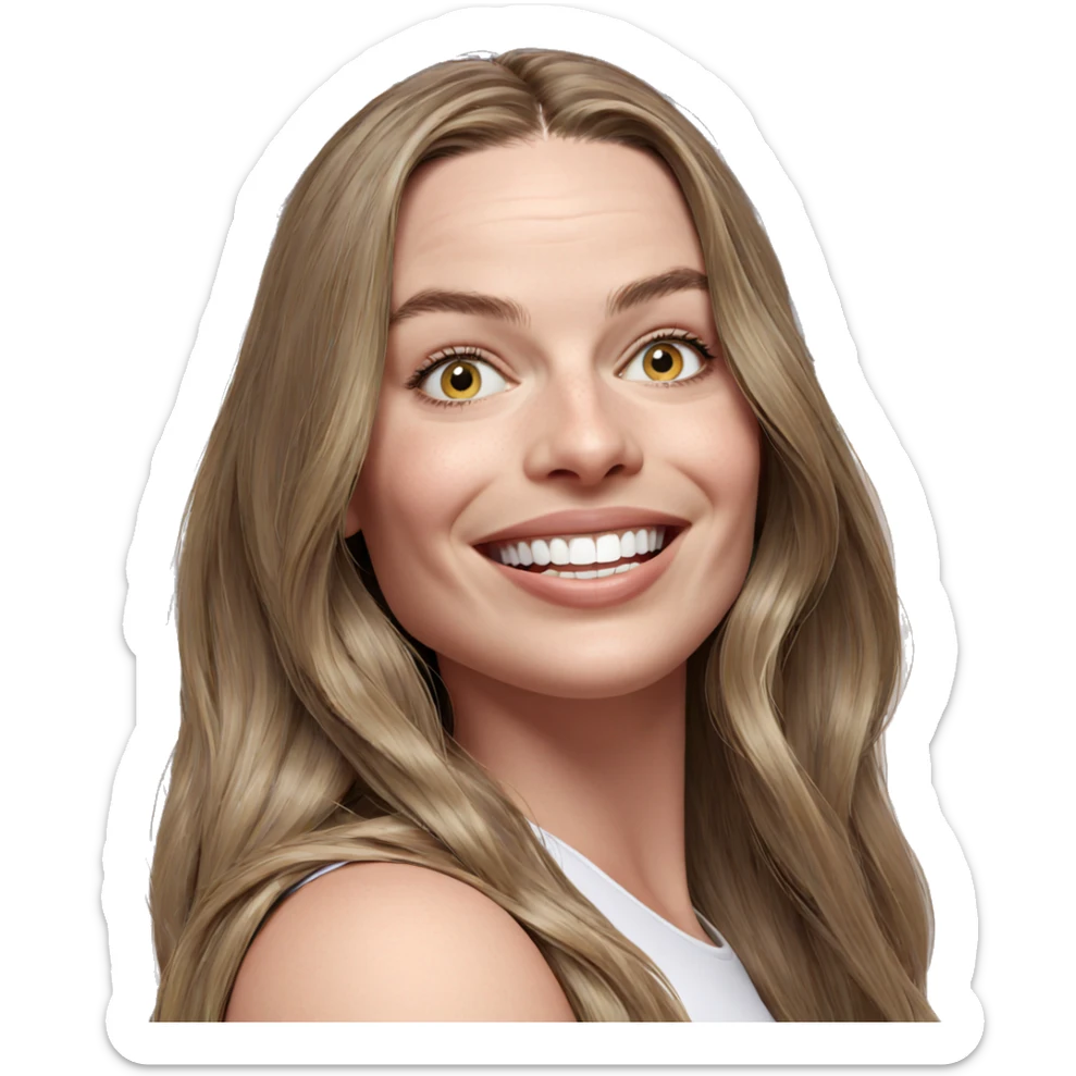 smiling girl with long hair sticker