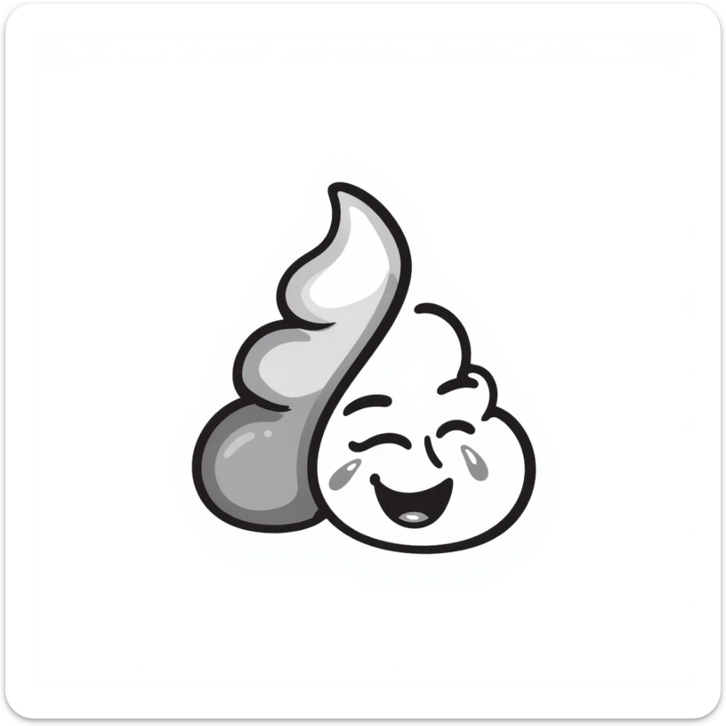 merged emoji of poop emoji, OK hand emoji with light skin tone, and face with tears of joy emoji in cartoon doodle style, all features visible sticker