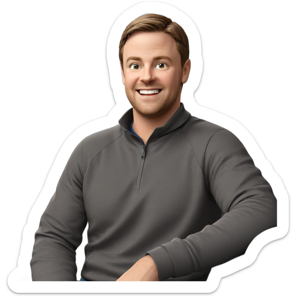 smiling male with brown hair sticker