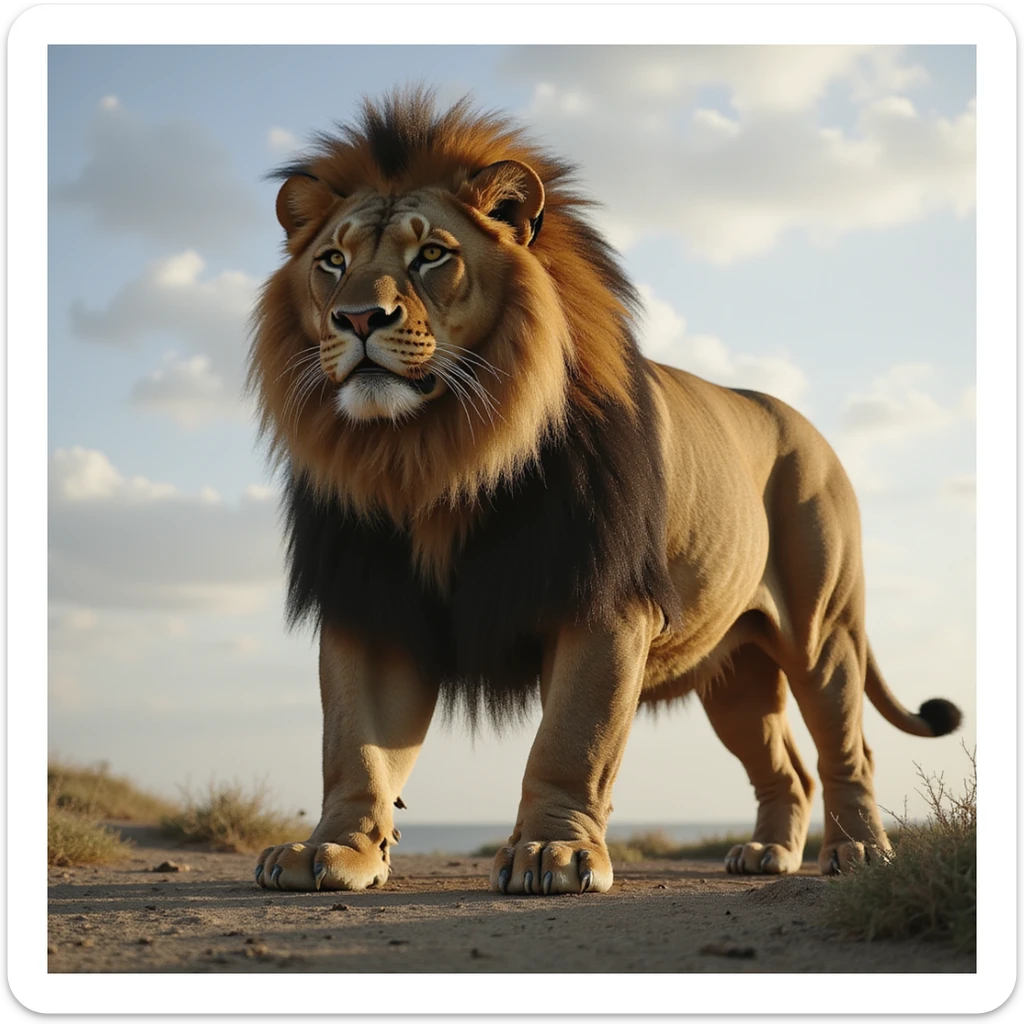 the world's biggest cat, looking proud and massive, photorealistic style sticker