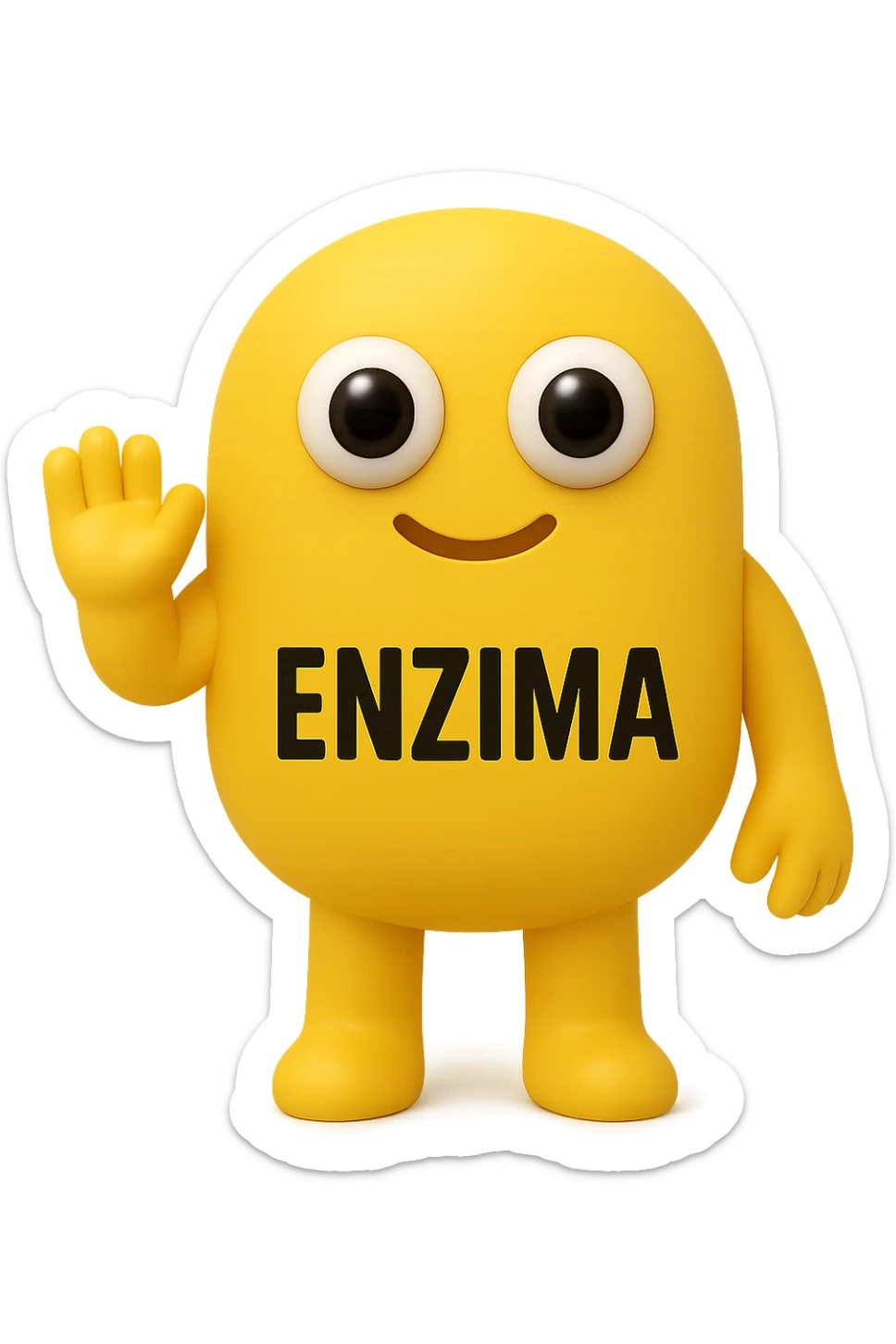 FALLO IDENTICO MA CON LA SCRITTA ENZIMA IN ITALIANO SUL CORPO. emoji con enzima umano con occhi 3d con la scritta "ENZIMA" SUL CORPO IN ITALIANO sticker