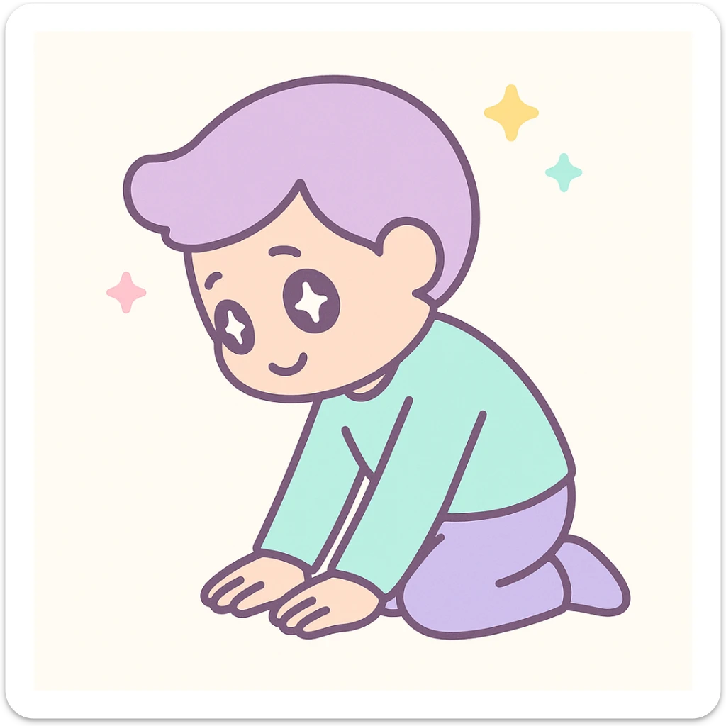 side view of a man kneeling and bowing, gesture of apology sticker